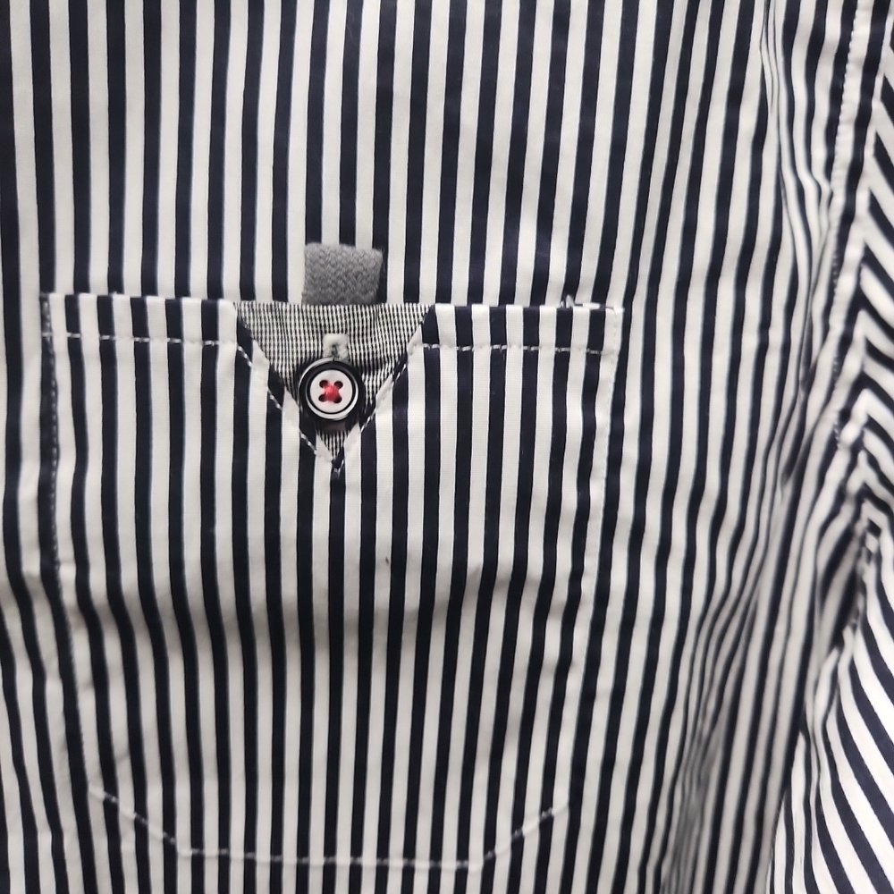 Men's Striped Dress Shirt - Black and White Medium - Picture 3 of 3